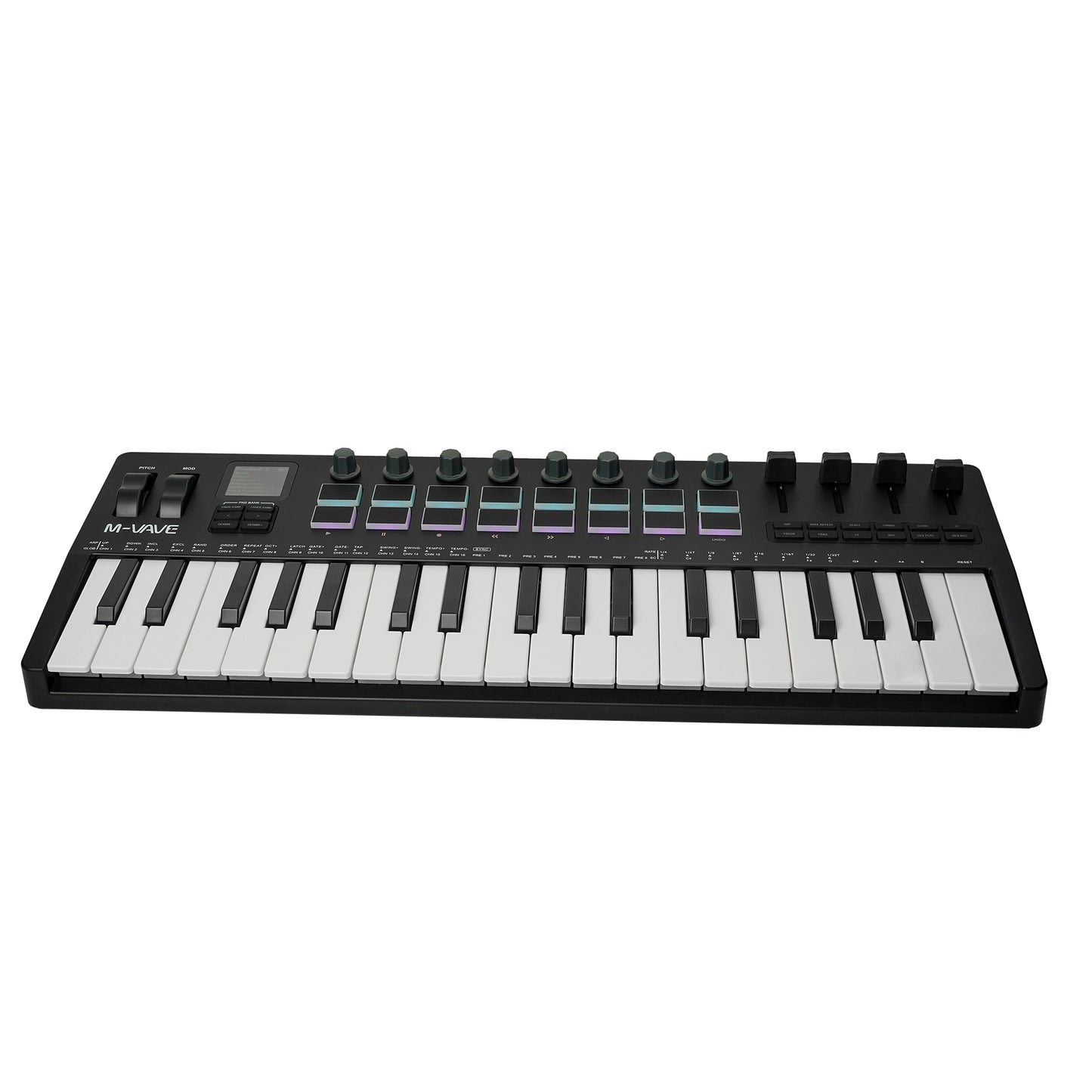 M-VAVE SMK-37 PRO Portable MIDI Synthesizer Keyboard, 1.54 Inch LCD Display, 64 Step Sequencer Arpeggiator, Sustain Pedal MIDI Out Support, Compatible Windows Mac iOS Android for Beat Making Songwriting Studio