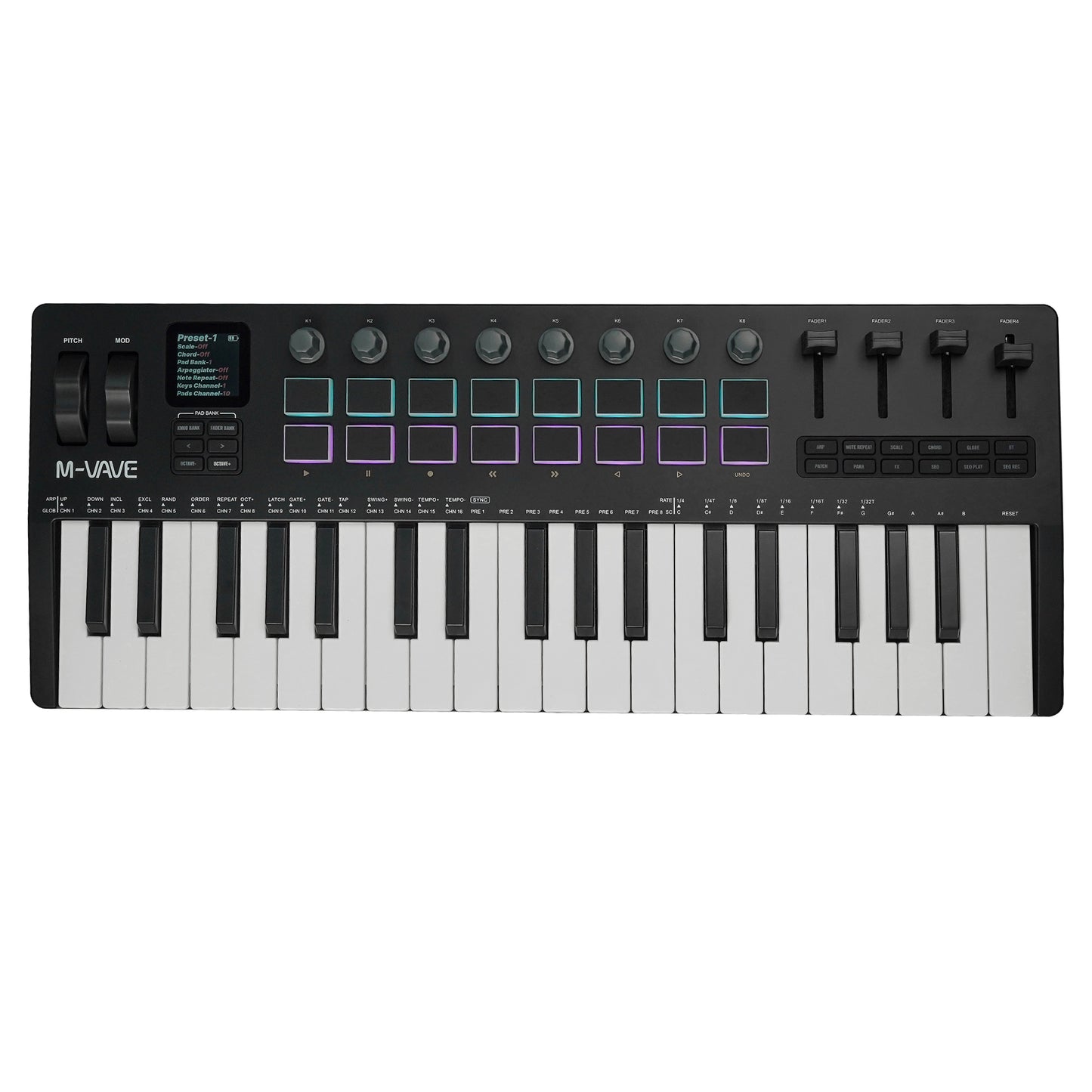 M-VAVE SMK-37 PRO Portable MIDI Synthesizer Keyboard, 1.54 Inch LCD Display, 64 Step Sequencer Arpeggiator, Sustain Pedal MIDI Out Support, Compatible Windows Mac iOS Android for Beat Making Songwriting Studio