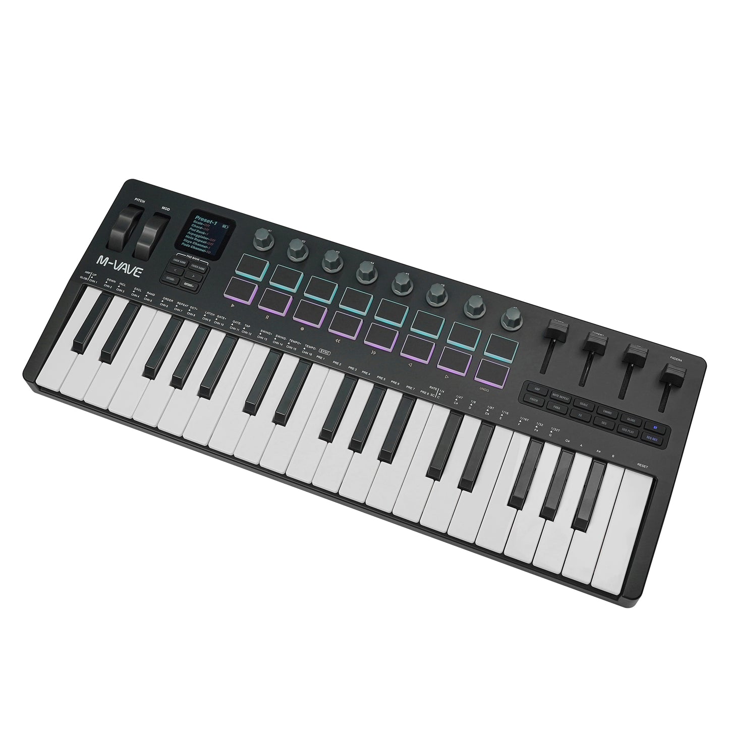 M-VAVE SMK-37 PRO Portable MIDI Synthesizer Keyboard, 1.54 Inch LCD Display, 64 Step Sequencer Arpeggiator, Sustain Pedal MIDI Out Support, Compatible Windows Mac iOS Android for Beat Making Songwriting Studio