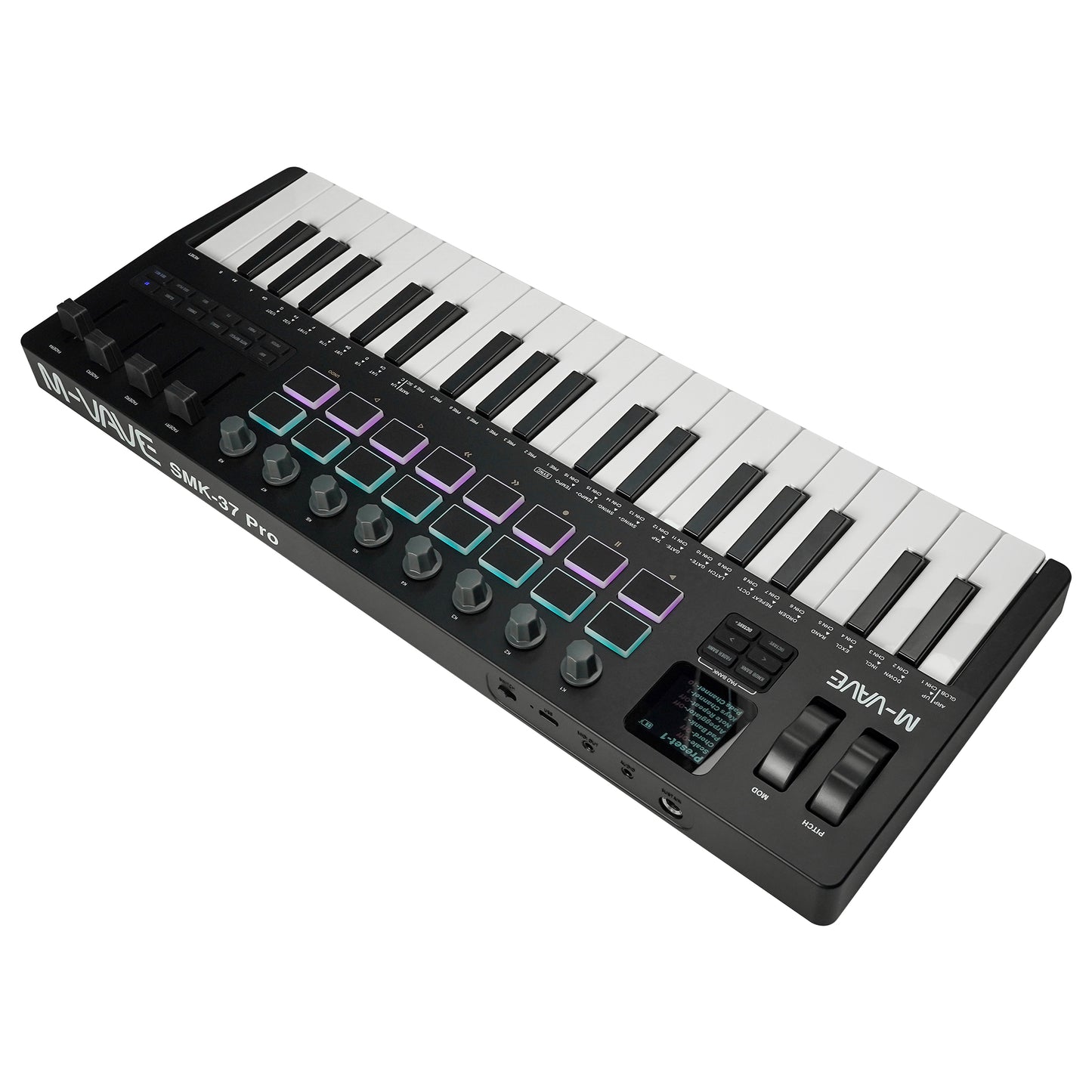 M-VAVE SMK-37 PRO Portable MIDI Synthesizer Keyboard, 1.54 Inch LCD Display, 64 Step Sequencer Arpeggiator, Sustain Pedal MIDI Out Support, Compatible Windows Mac iOS Android for Beat Making Songwriting Studio