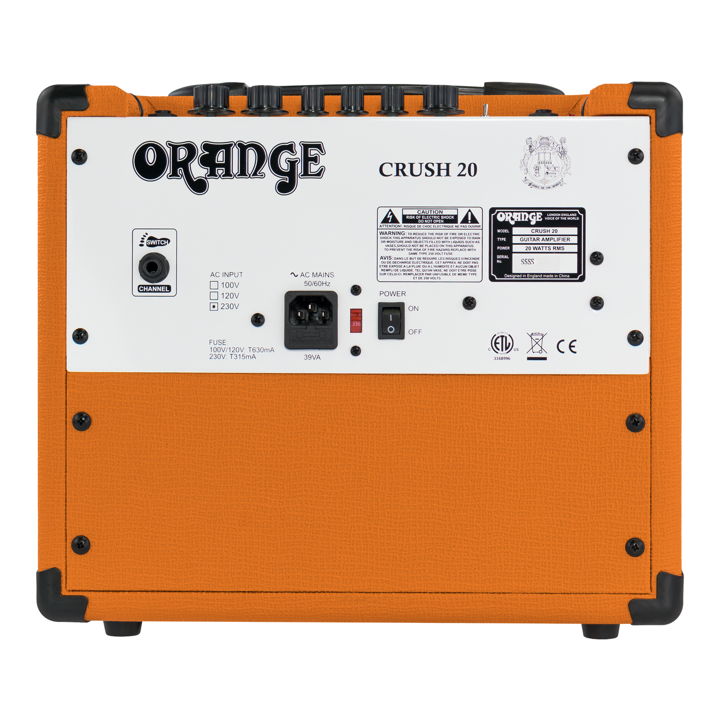Orange Crush 20 Active 3-Band EQ CabSim Headphone Output Aux Input