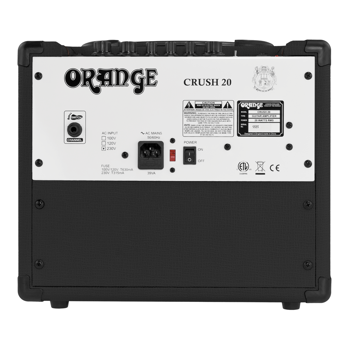 Orange Crush 20 Active 3-Band EQ CabSim Headphone Output Aux Input