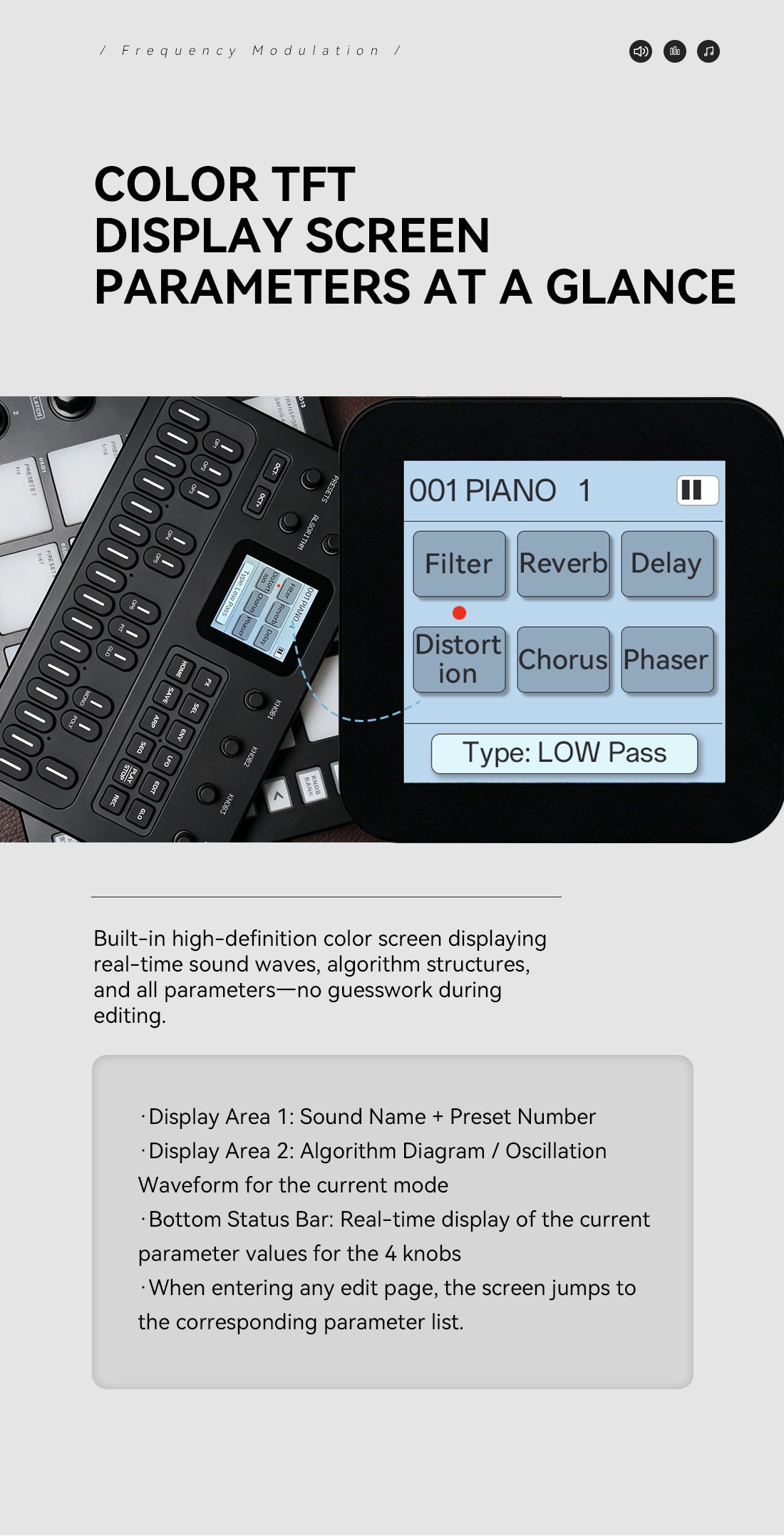 M-VAVE FM-1 Synthesizer Digital Keyboards Voice-Out Keyboard Synthesizer Speaking Out Independently 128 Factory Presets, 27 Key built-in Sound Module 6