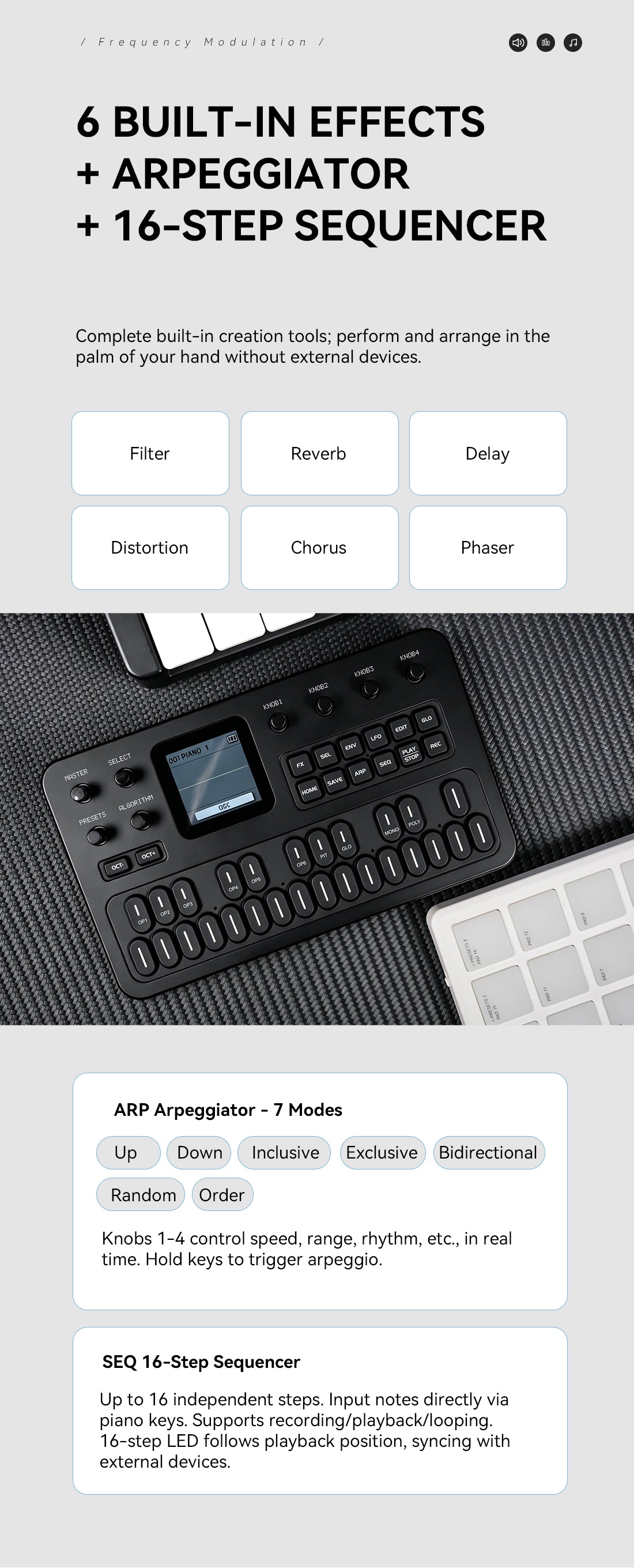 M-VAVE FM-1 Synthesizer Digital Keyboards Voice-Out Keyboard Synthesizer Speaking Out Independently 128 Factory Presets, 27 Key built-in Sound Module 6