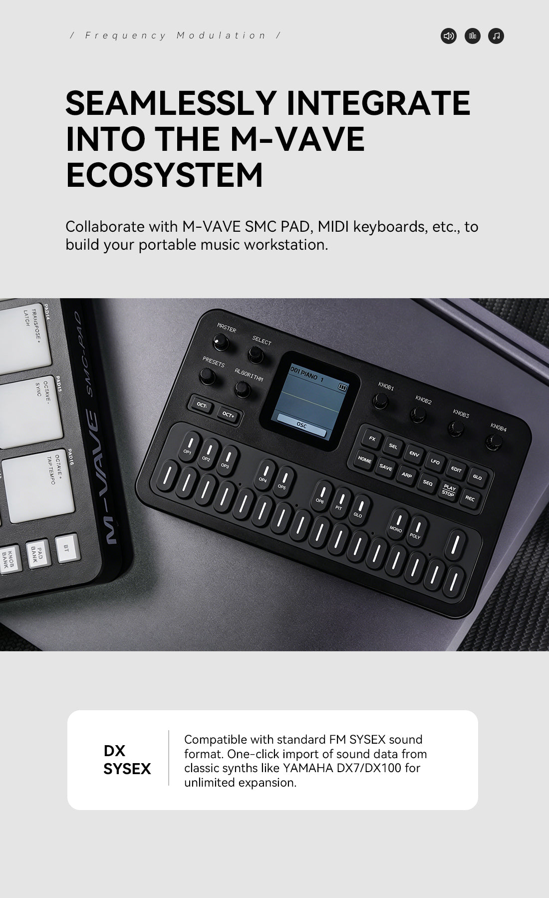 M-VAVE FM-1 Synthesizer Digital Keyboards Voice-Out Keyboard Synthesizer Speaking Out Independently 128 Factory Presets, 27 Key built-in Sound Module 6