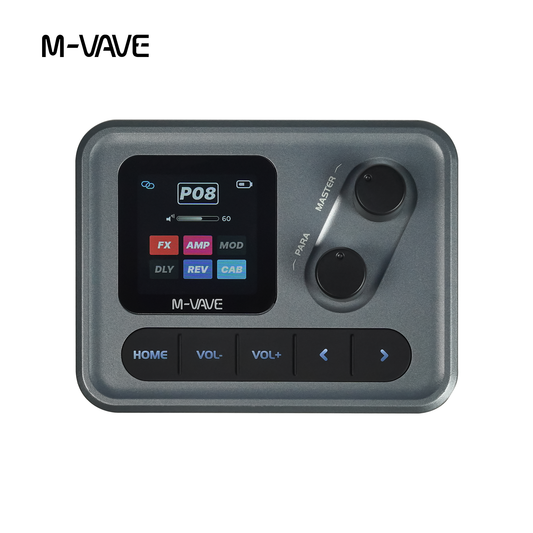 M-VAVE POCKET AMP Mini Pocket Guitar Bass Multi Effects Pedal, Portable Amp Simulator with 20 AMP Models 20 IR CAB Slots, 80 Editable Presets, Built-in Rechargeable Battery, Bluetooth Playback, OTG Mobile Recording USB Audio Interface for Silent Practice
