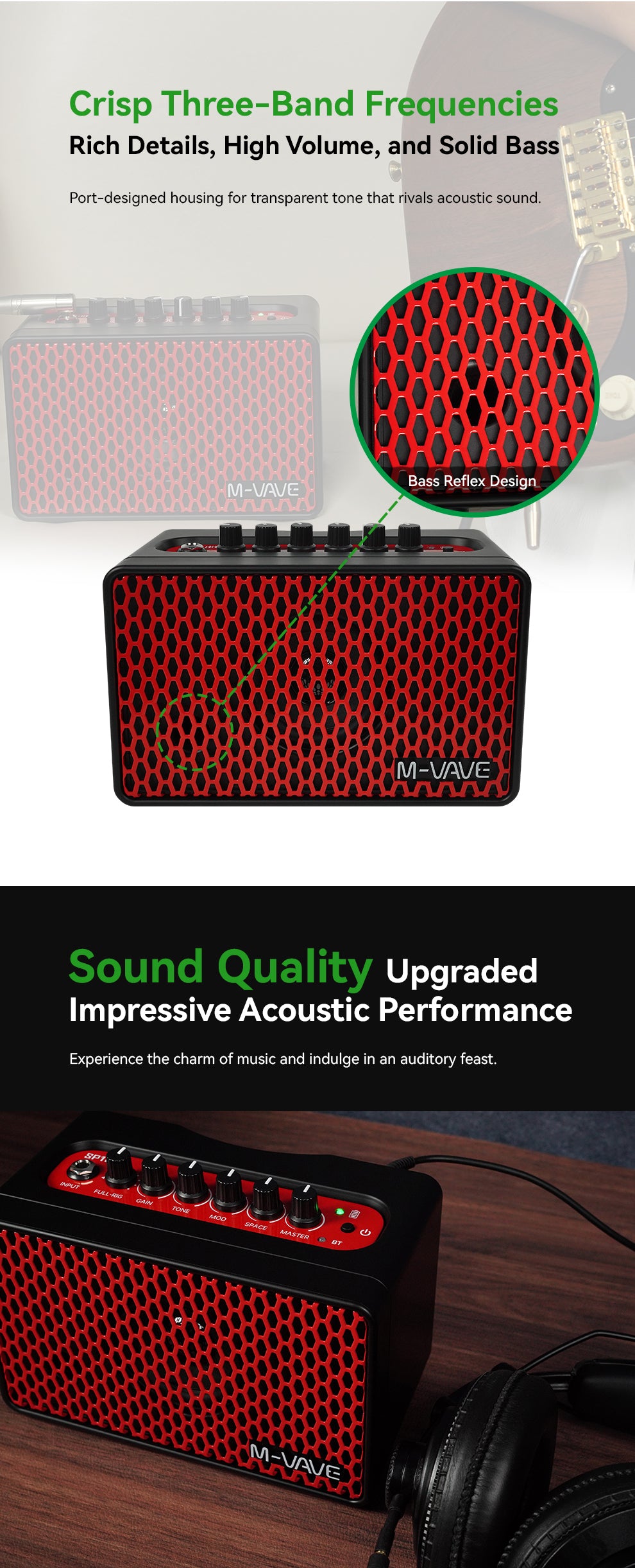 M-VAVE SP100 Smart Guitar Speaker with 9 Tones, 6 Effects & APP Control