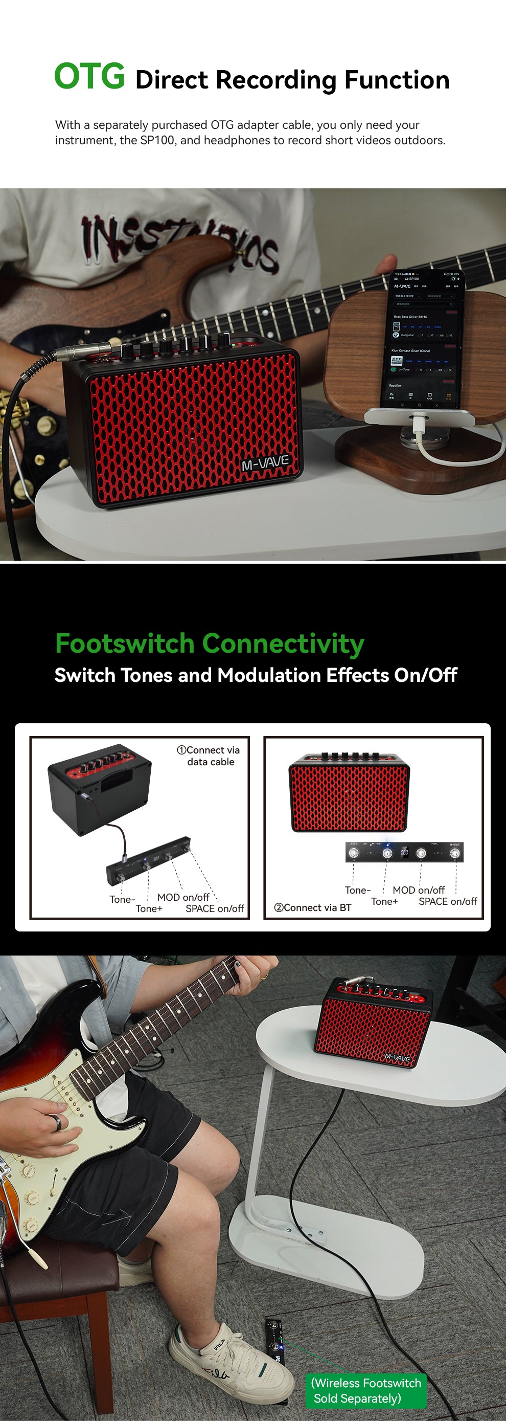 M-VAVE SP100 Smart Guitar Speaker with 9 Tones, 6 Effects & APP Control
