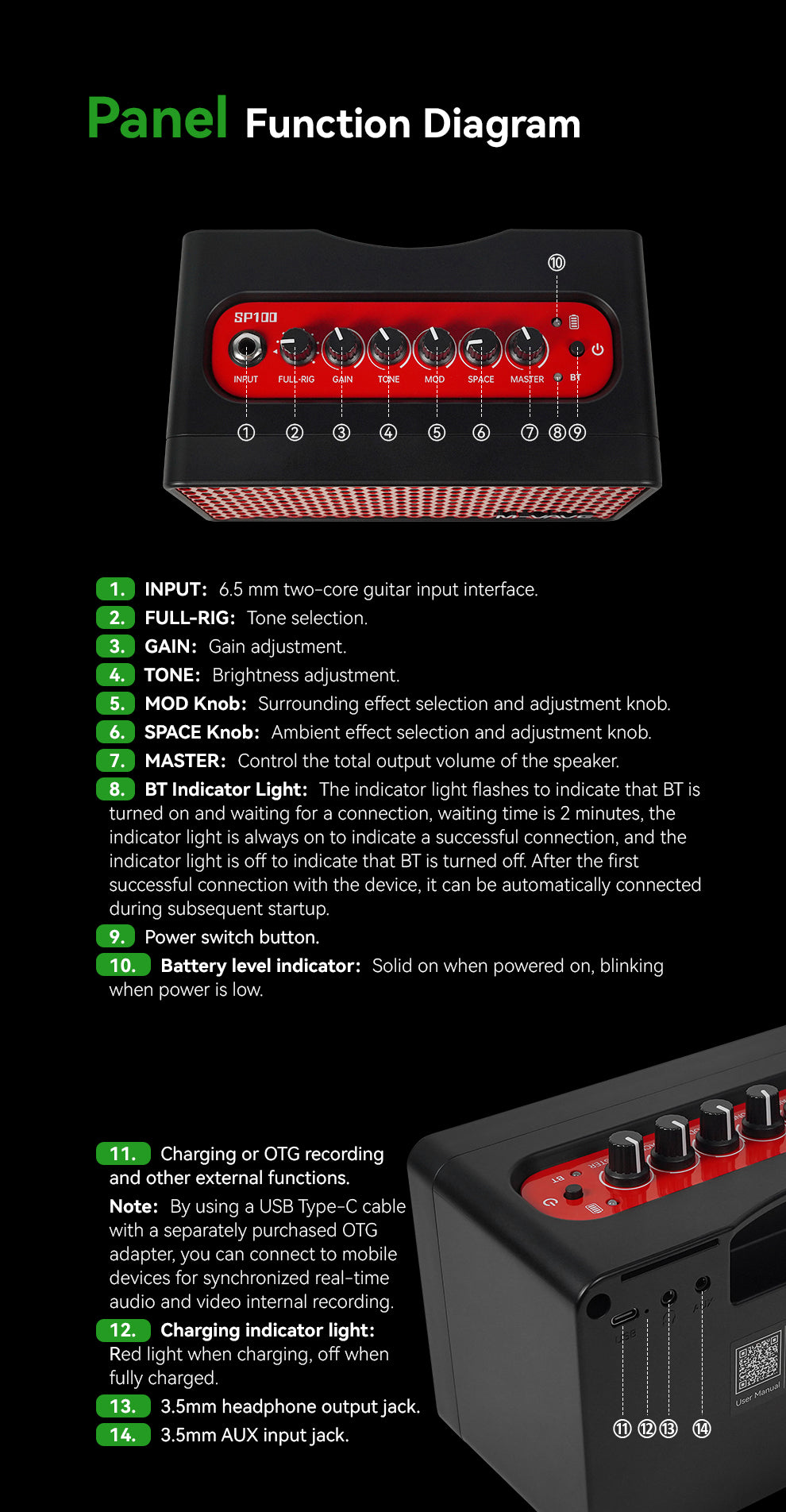 M-VAVE SP100 Smart Guitar Speaker with 9 Tones, 6 Effects & APP Control