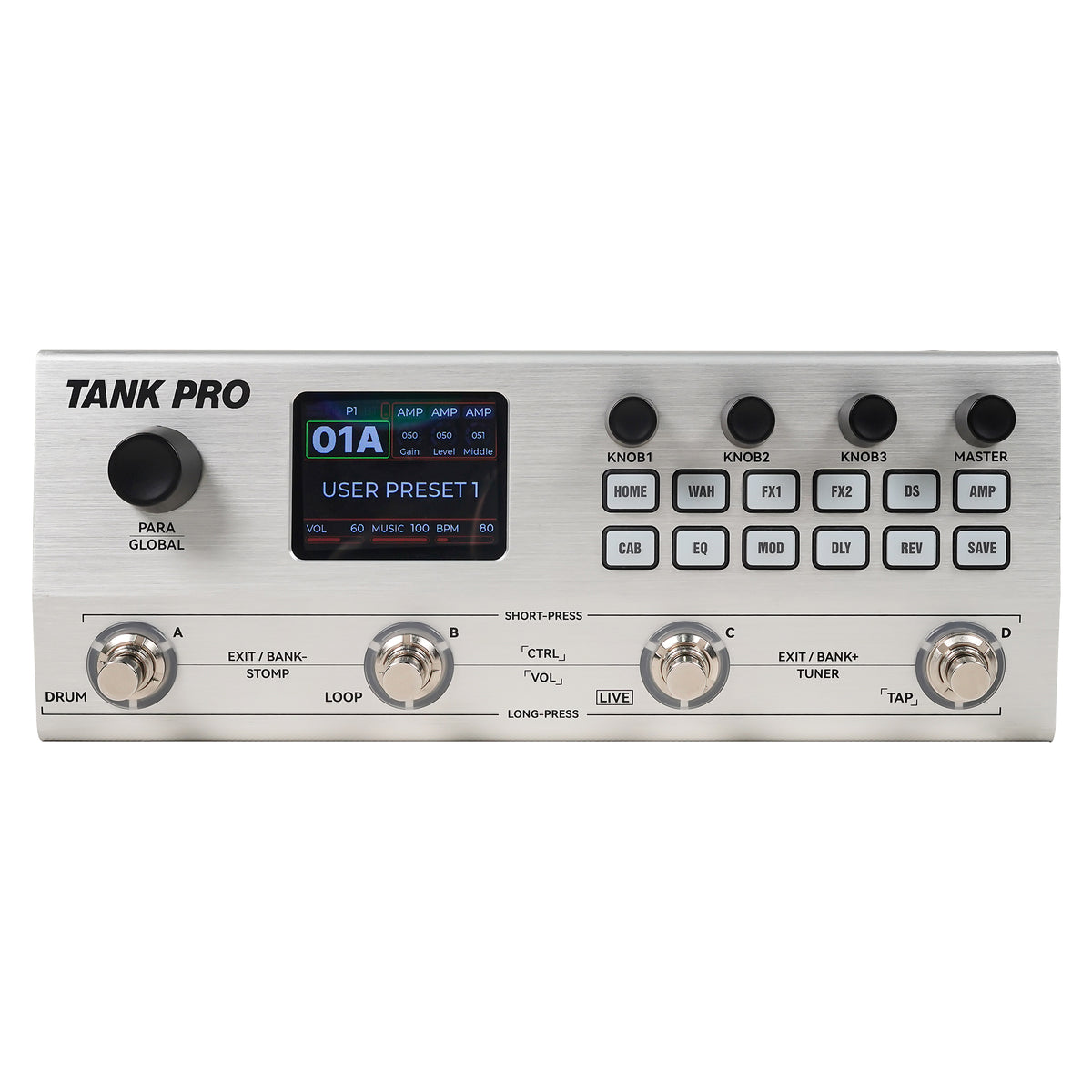 M-VAVE TANK PRO Multi-Effect Pedal, ANN , AMP & IR Loading & NAM, Built-in Rechargeable Battery, Bluetooth Playback, XLR Cannon Output