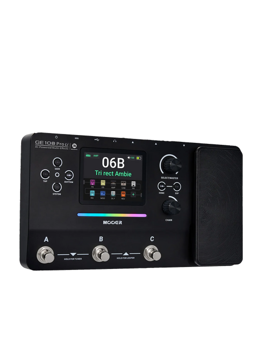 MOOER GE100Pro Li Guitar Multi-Effects Pedal black 3.5 inch screen AI Tone Assistant, 240 Effect Types, 80 Second Stereo Looper, Drum Machine, RGB Lighting, Mobile APP &amp; PC Editing for Stage &amp; Recording