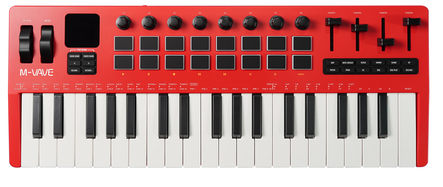 M-VAVE SMK-37 PRO Portable MIDI Synthesizer Keyboard, 1.54 Inch LCD Display, 64 Step Sequencer Arpeggiator, Sustain Pedal MIDI Out Support, Compatible Windows Mac iOS Android for Beat Making Songwriting Studio